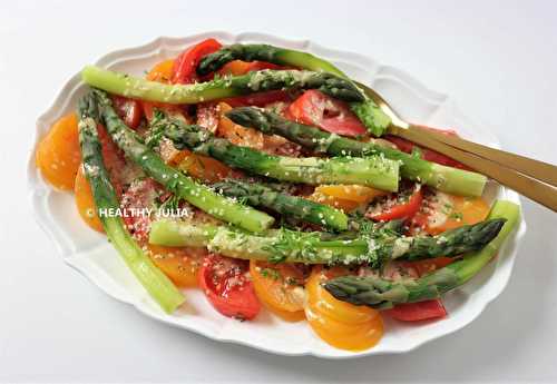 SALADE D'ASPERGES ET TOMATES AUX GRAINES DE CHANVRE #VEGAN