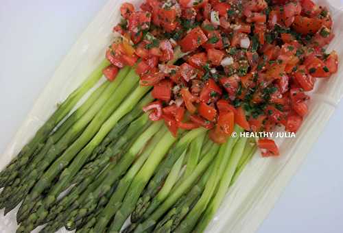 SALADE D'ASPERGES VERTES SAUCE VIERGE #VEGAN