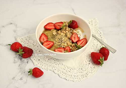 OVERNIGHT PORRIDGE FRAISE-RHUBARBE #VEGAN