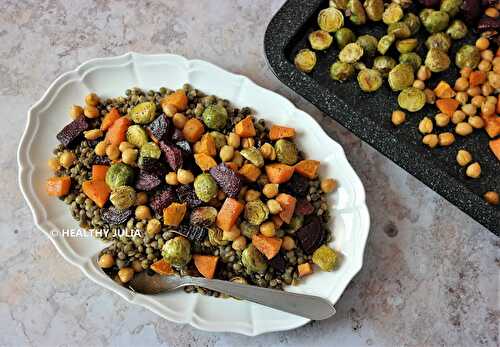 SALADE DE LENTILLES AUX LÉGUMES D'HIVER RÔTIS #VEGAN