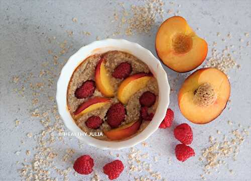 PORRIDGE AU FOUR PÊCHE-FRAMBOISE #VEGAN