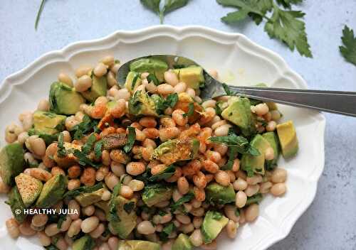 SALADE DE HARICOTS BLANCS ET AVOCAT À L'AIL #VEGAN