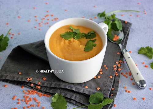 VELOUTÉ DE PATATE DOUCE AUX LENTILLES CORAIL #VEGAN