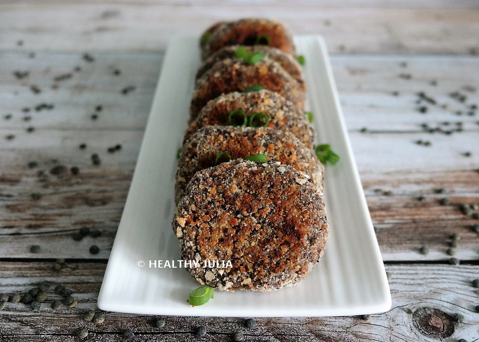 CROQUETTES DE LENTILLES VERTES AU CURRY