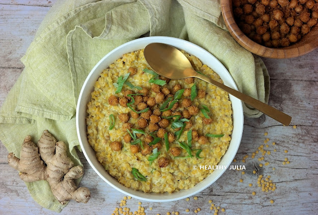 LENTILLES JAUNES AUX CROÛTONS DE POIS CHICHES #VEGAN