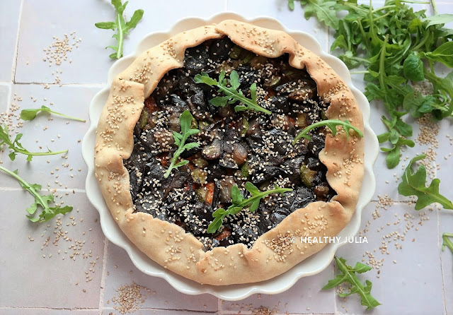 TARTE RUSTIQUE AUX AUBERGINES ET PESTO ROSSO #VEGAN