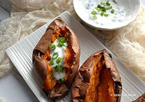 PATATES DOUCES RÔTIES, SAUCE AU YAOURT #VEGAN