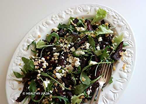 SALADE TIÈDE DE BETTERAVE, LENTILLES CORAIL ET FETA #VEGAN