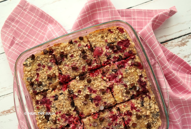 ONE PAN BAKED OATMEAL FRAMBOISES-CHOCOLAT (MEAL PREP) #VEGAN