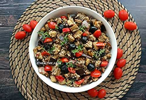 SALADE D'AUBERGINES, BLÉ ET LENTILLES #VEGAN