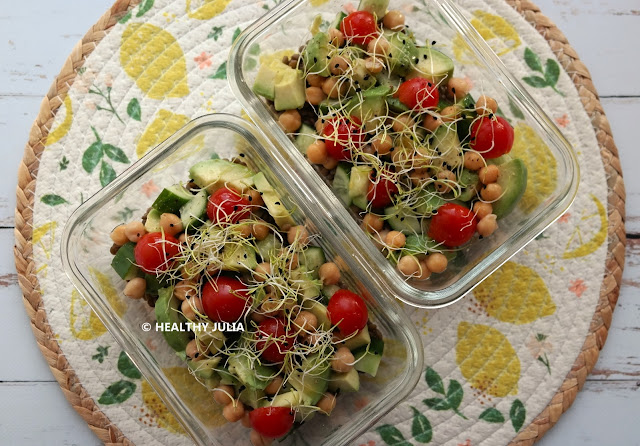 SALADE DE LENTILLES AUX CRUDITÉS (MEAL PREP) #VEGAN