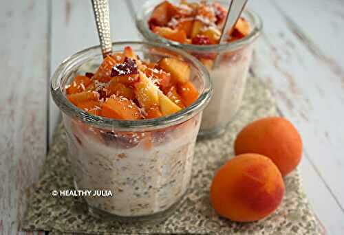 OVERNIGHT OATS COCO, PÊCHE ET ABRICOT #VEGAN