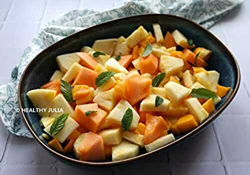 SALADE DE FRUITS JAUNES D'ÉTÉ À LA MENTHE #VEGAN