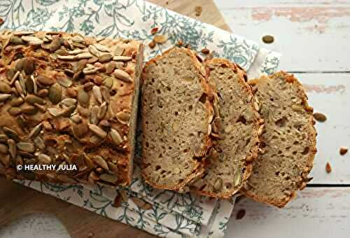 PAIN SEMI-COMPLET AU LEVAIN ET GRAINES (SANS PÉTRISSAGE) #VEGAN