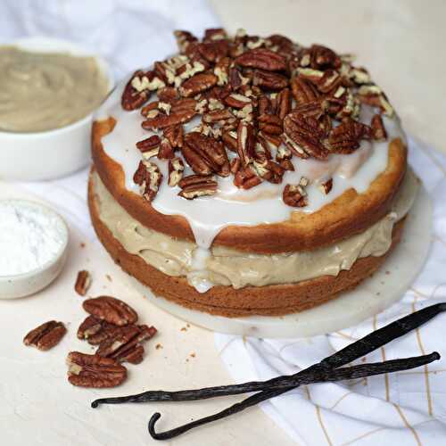 Gâteau à la crème vanille & noix de Pécan