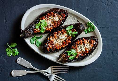 Aubergines farcies aux lentilles healthy