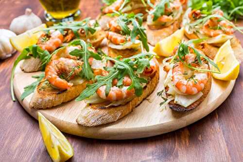 Bruschettas de crevettes avec salade de fenouil citronné - healthymood.fr