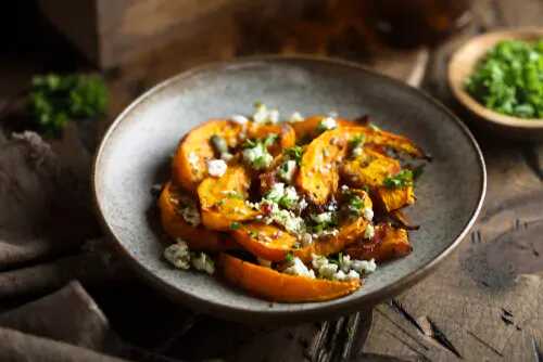 Courge rôtie au tahini vert healthy