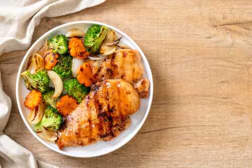 Poulet et son trio de légumes au four