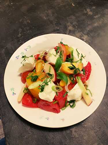 Salade d'été : tomates, mozzarella et fruits