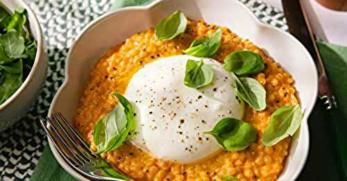 Le couscous perlé à la crème de poivrons rôtis et burrata crémeuse !