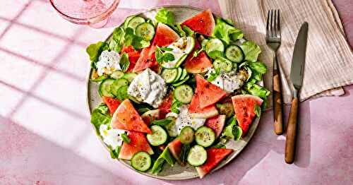 La salade burrata, pastèque & concombre : la plus fraîche de l’été !