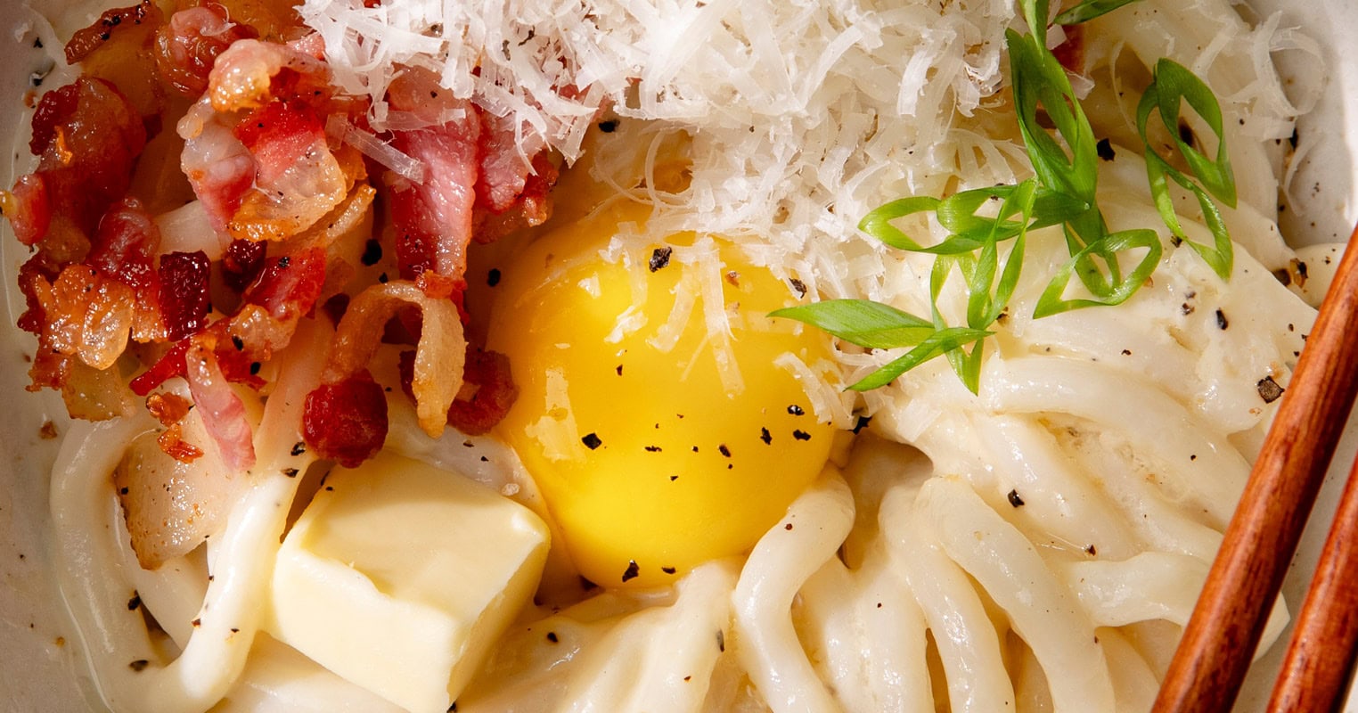 Les nouilles udon carbonara