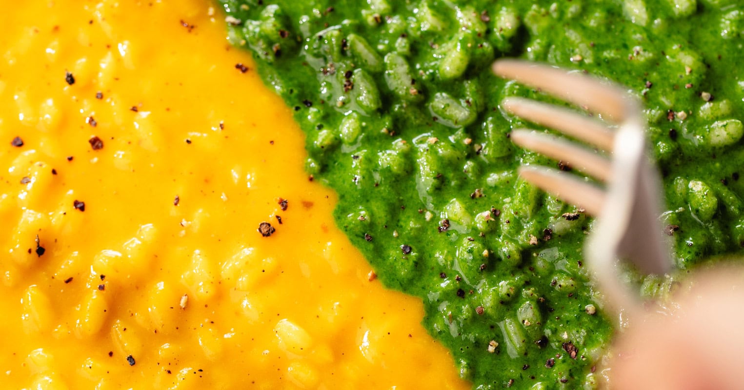 Le risotto bicolore courge & épinards