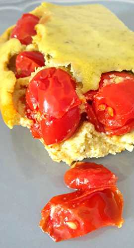 Clafoutis tomates cerises, ricotta et pesto