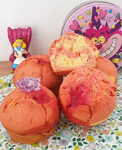 Muffins à la violette inspiration chat de Cheshire