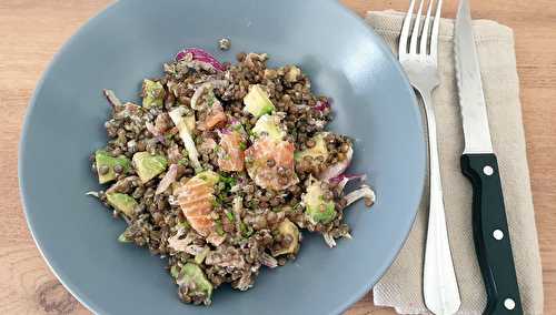 Salade lentilles et saumon fumé