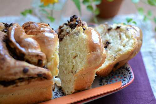 Brioche à la cannelle pépites de chocolat sans oeuf sans beurre