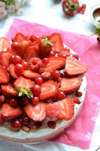 Cheese Cake sans cuisson fruits rouges biscuits roses de Reims - Jours Heureux