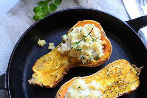 Courge butternut farcie au millet et fromage végétarien