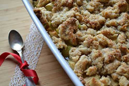 Crumble rhubarbe pommes sans beurre