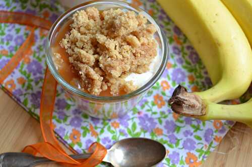 Dessert à la banane fromage blanc et caramel