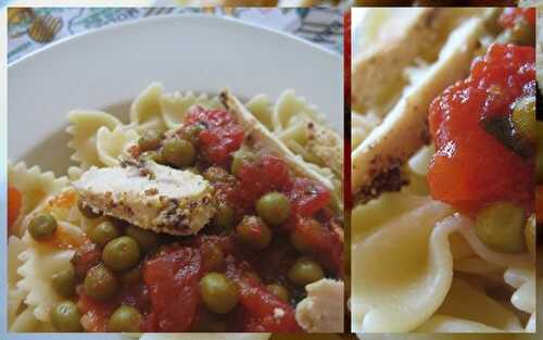 Farfalle aux petits pois et au poulet