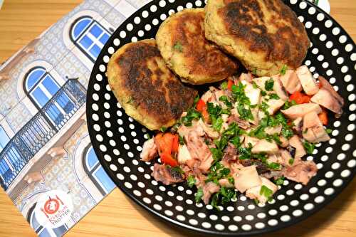 Galette de pommes de terre/sardines et salade de poulpe - je cuisine portugais