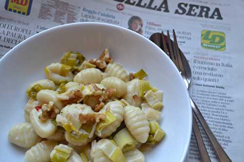 Gnocchi aux poireaux et noix