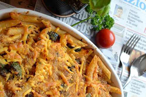 Gratin de Penne courgette tomates confites et Cheddar