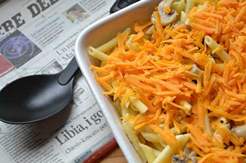 Gratin de pennette aux champignons et à la mimolette