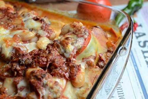 Lasagne brocoli tomates haricots blancs végétarien