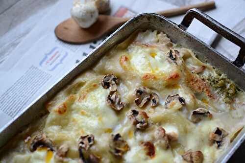 Lasagne crème brocoli poulet champignons