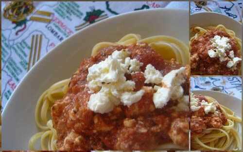 Linguine à la sauce tomates et à la feta