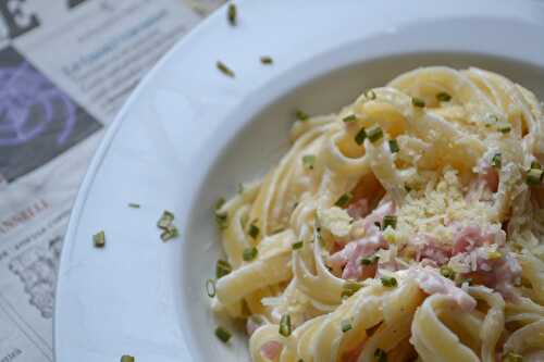 Linguine al proccutto e mascarpone