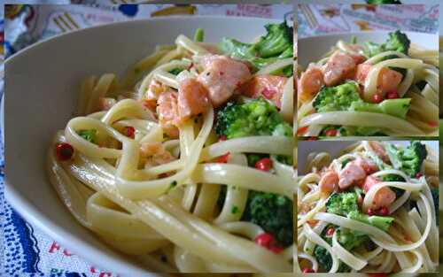 Linguine al salmone e broccoli