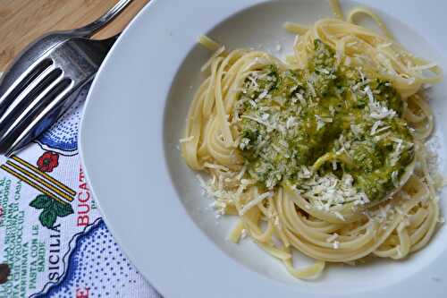 Linguine au pesto de fanes de radis