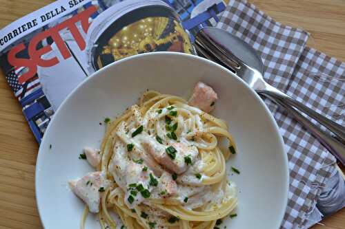 Linguine aux dés de saumon frais