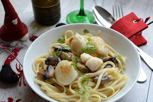 Linguine aux noix de Saint Jacques et champignons