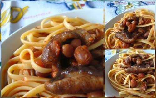 Linguine con funghi e borlotti